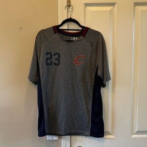 Lebron James Cleveland Cavs Gray and Navy Men's Sports Shirt